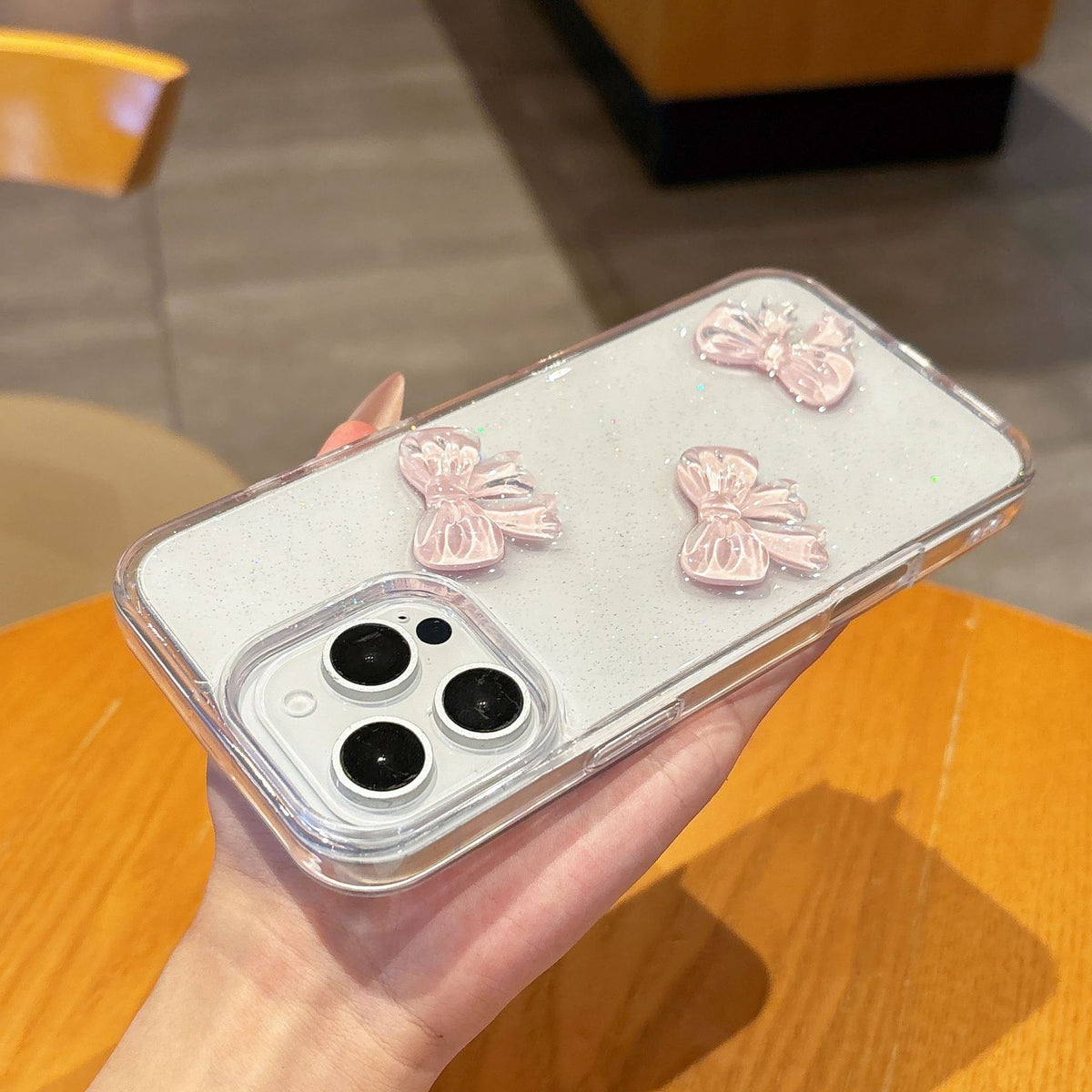 Bow Knot Epoxy boîtier de téléphone transparent résistant à la chute