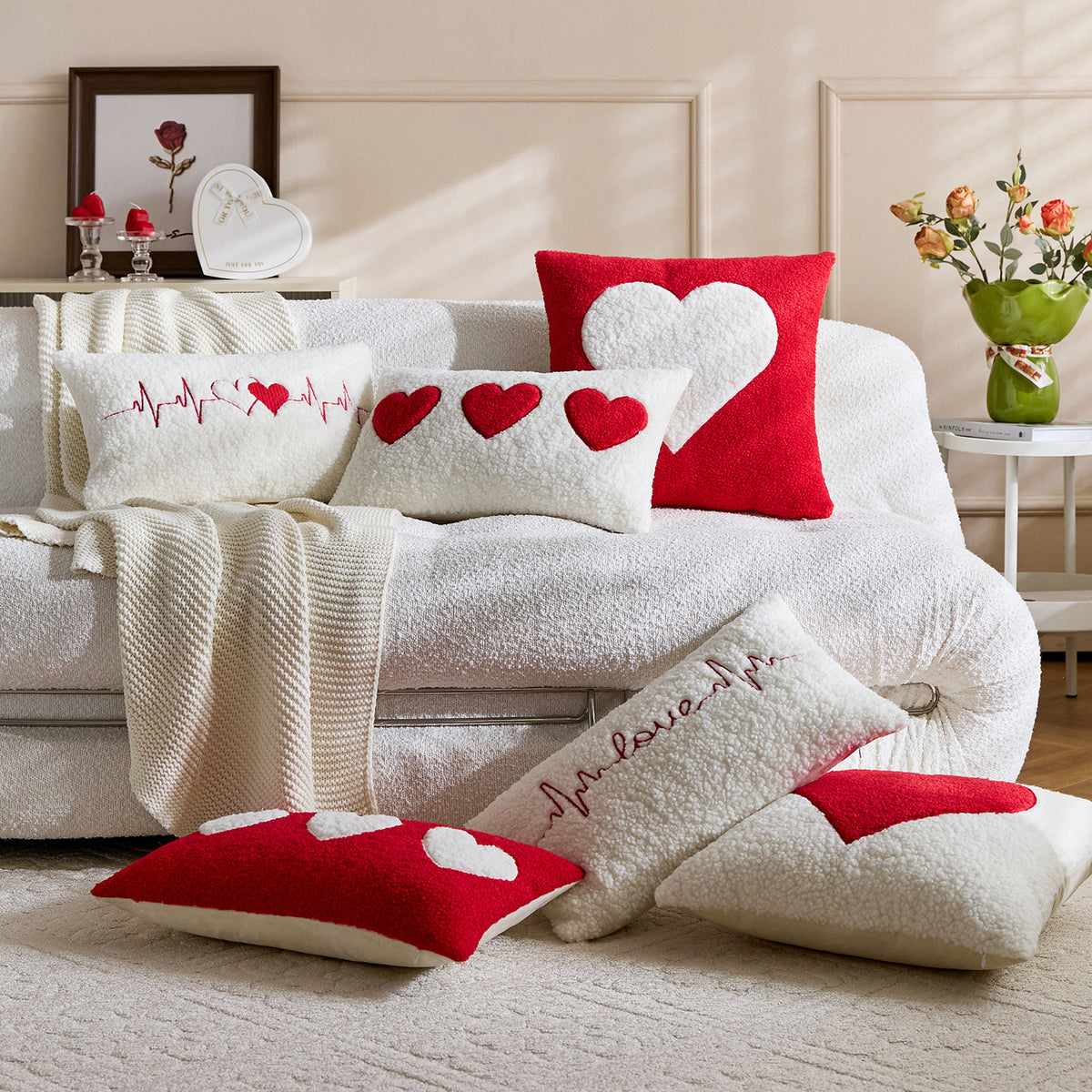 Couverture d'oreiller brodé en peluche