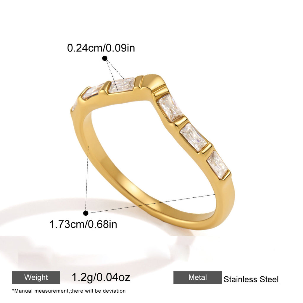 Zircon Anneau en acier inoxydable Niche et design minimaliste sophistiqué