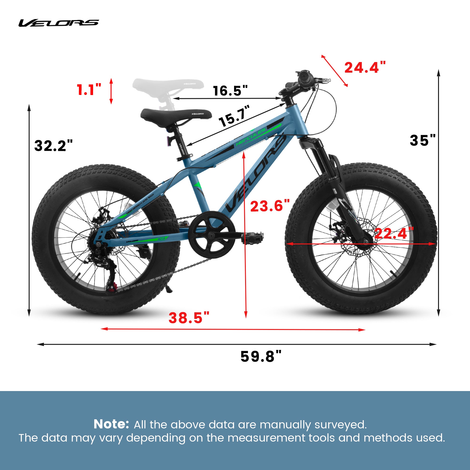 V202035 20 pouces Fat Tire Bike 7 Speed Mountain Bike