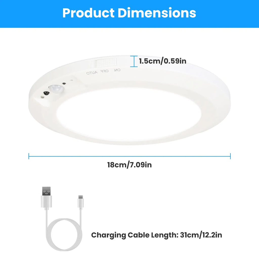 Lumière de plafond rechargeable USB magnétique avec capteur de mouvement PIR