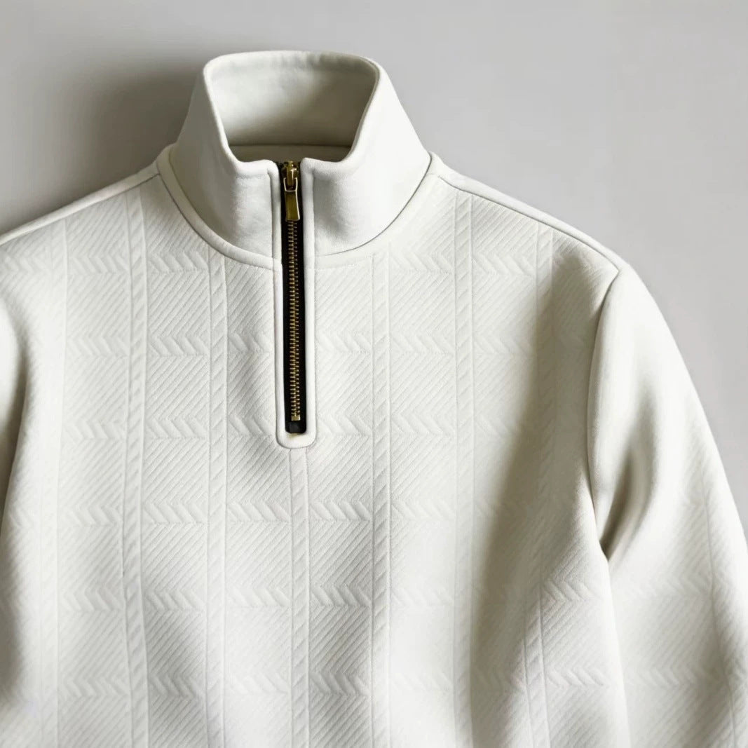 Pull de collier de demi-zip homme avec texture Jacquard