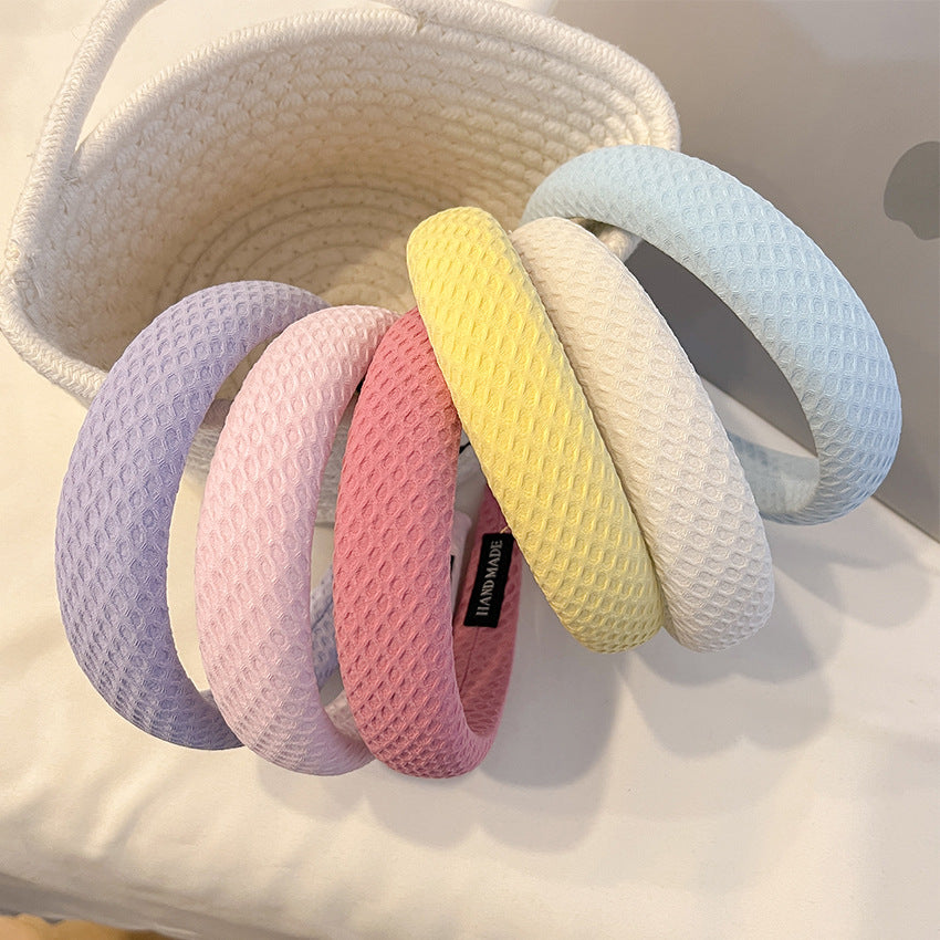 Candy Colored large bande de cheveux Brimmed pour les femmes avec haut dessus de crâne