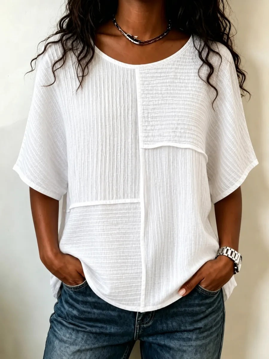 Femmes Casual Patchwork Haut à manches courtes