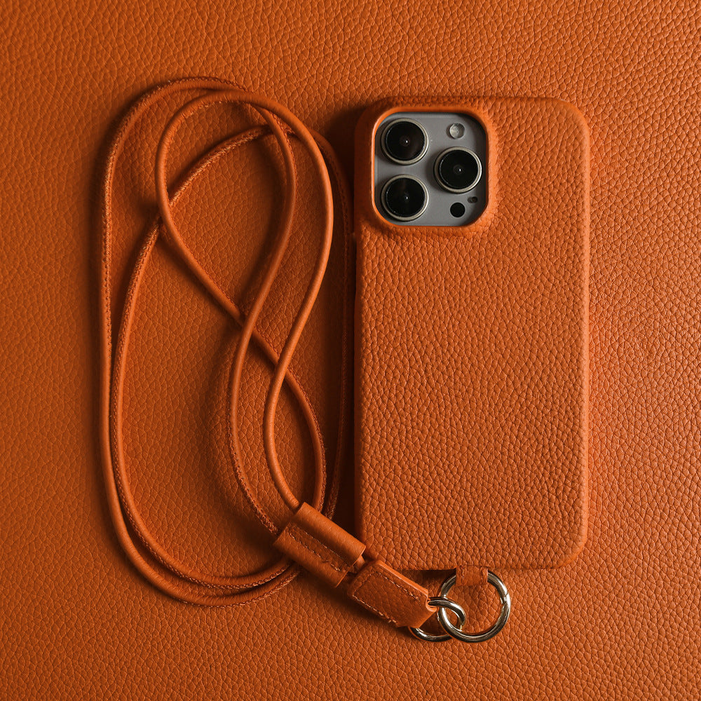 Boîtier de téléphone en couleur solide avec un lanyard haut de gamme