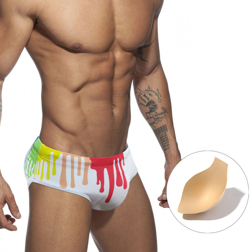 Slips de bain de tasse à ruban imprimé couleur sexy