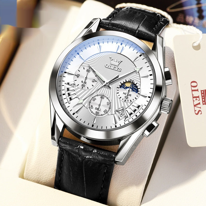 Chronology of multi-function Quartz watches with calendar for men