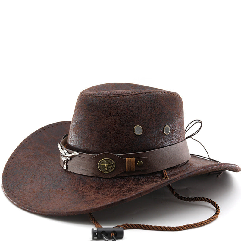 Western Cowboy Cracked Bullhead Retro Rider Hat pour hommes