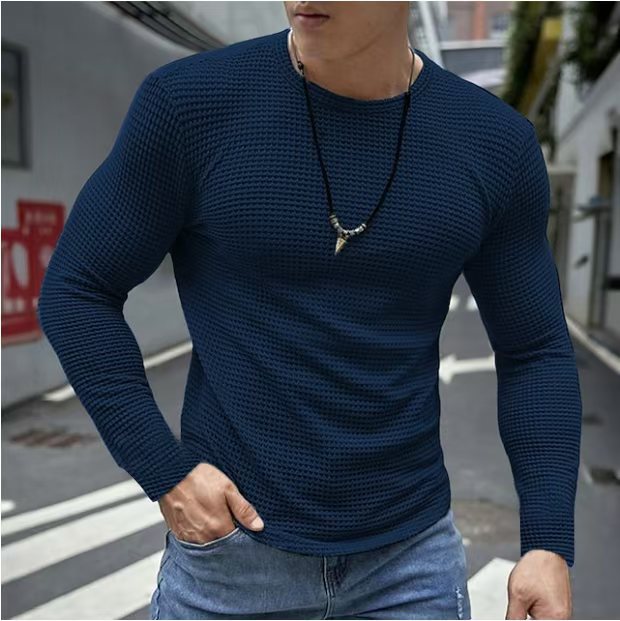 Hommes Casual manches longues col d'équipage haut pour un look raffiné
