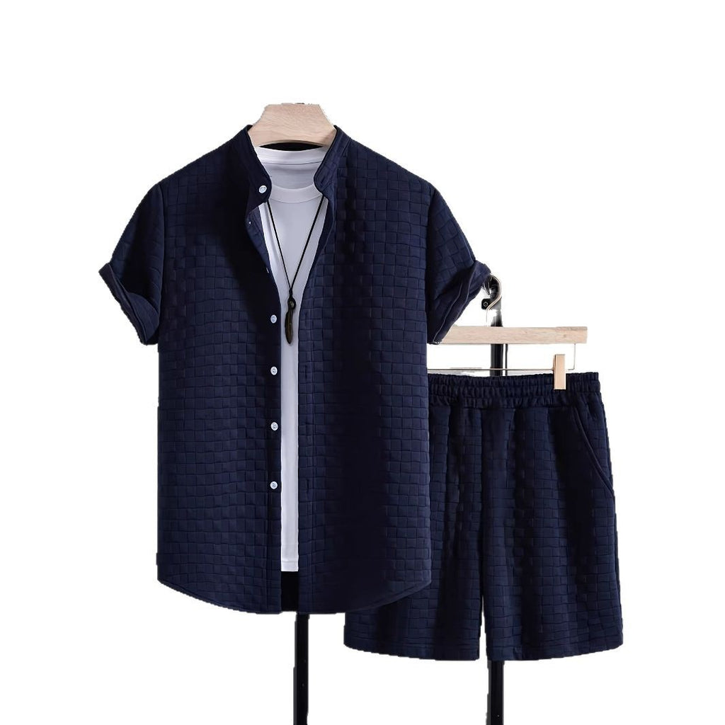 Chemise à manches courtes Jacquard pour hommes