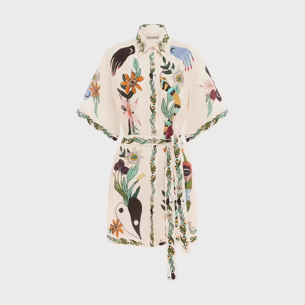 Robe à manches courtes à tailler en dentelle lisse