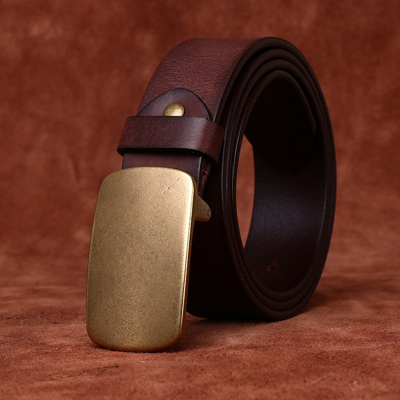 Ceinture de smooth Buckle Retro de la couche supérieure large