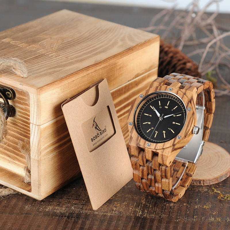 Montre Quartz de style pointeur en bois