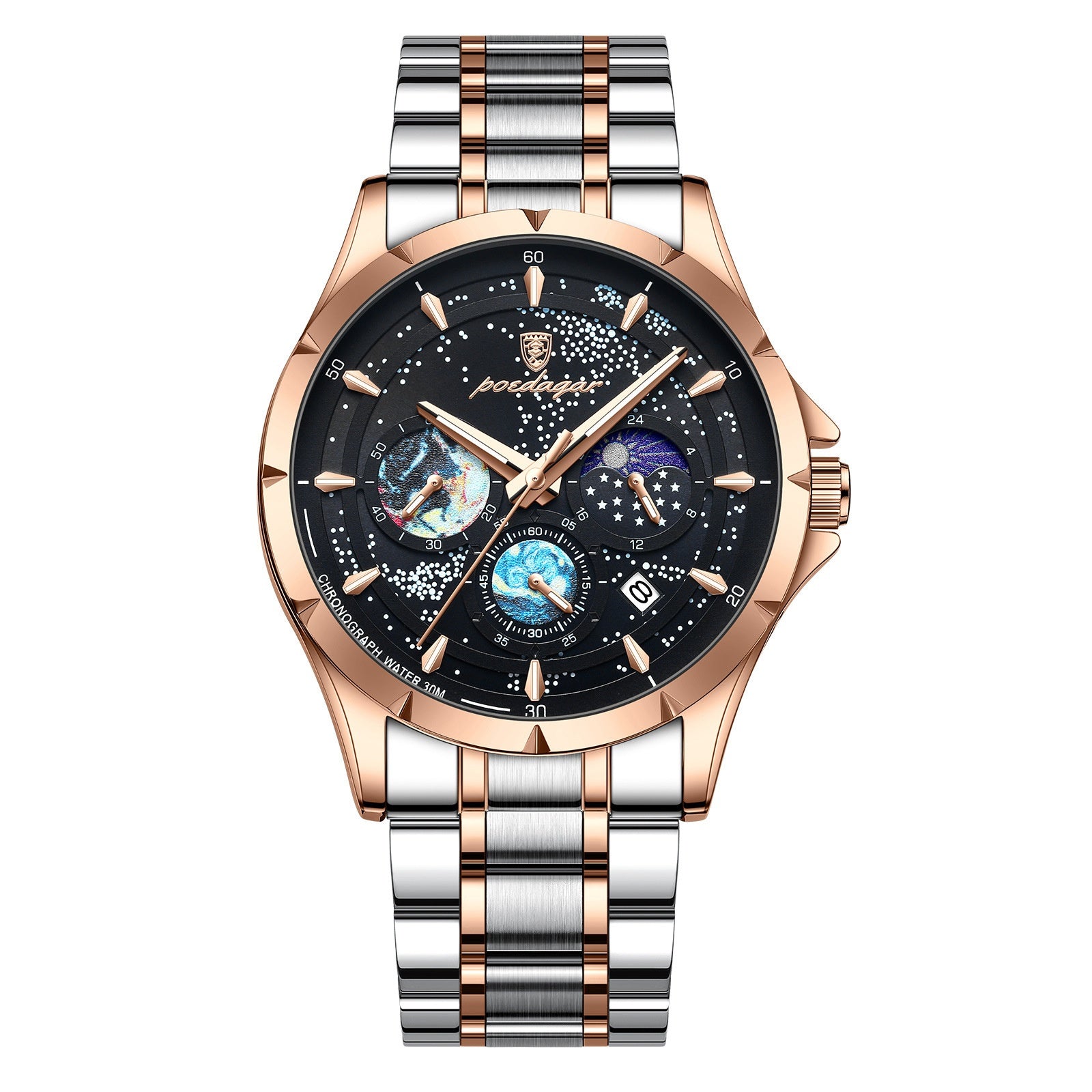 Montres à quartz multifonctions pour hommes lumineux