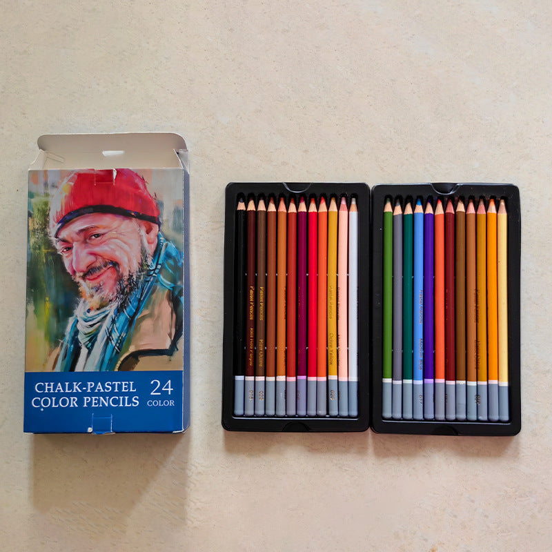 Ensemble de crayon couleur 24 couleurs à base d'huile et soluble dans l'eau