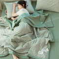 Couette de refroidissement d'été en coton lavé teint au fil, de style japonais