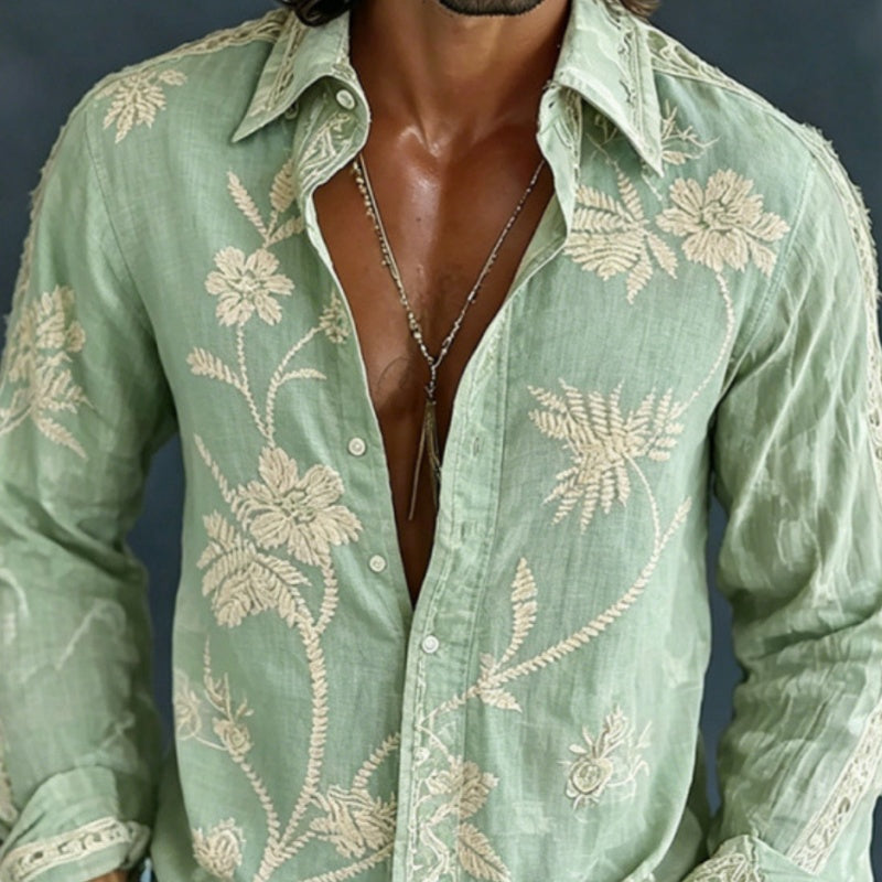 Chemise casual rétro à imprimé numérique pour homme