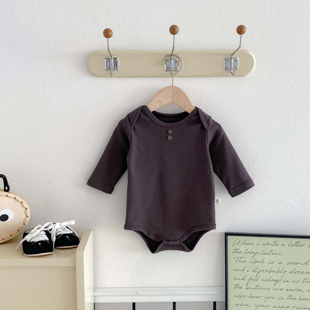 Les nouveaux-nés vêtements bébé printemps et automne couleur solide manches longues bout en vêtements