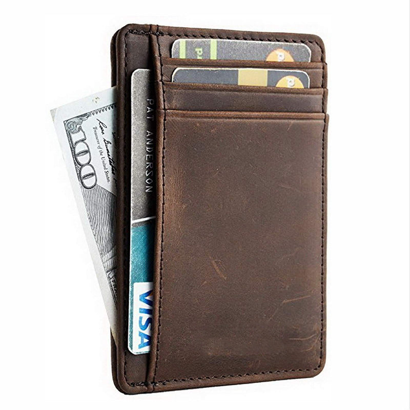 Porte-cartes antivol en cuir véritable pour hommes
