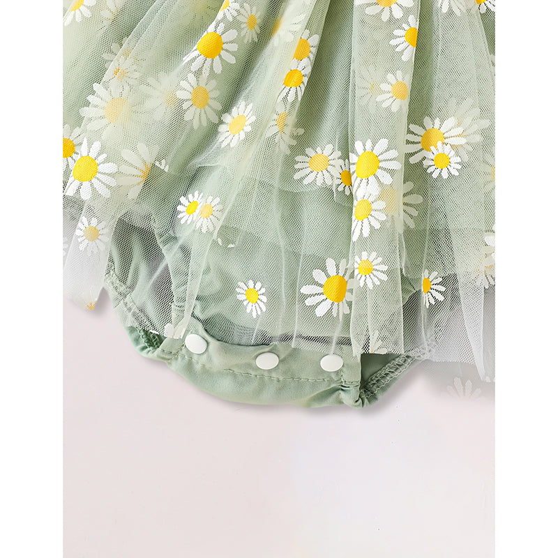 Nouveau-né Bébé fille Outfits d'été Robe de Romper combinaison de saut florale avec bande de tête Bow
