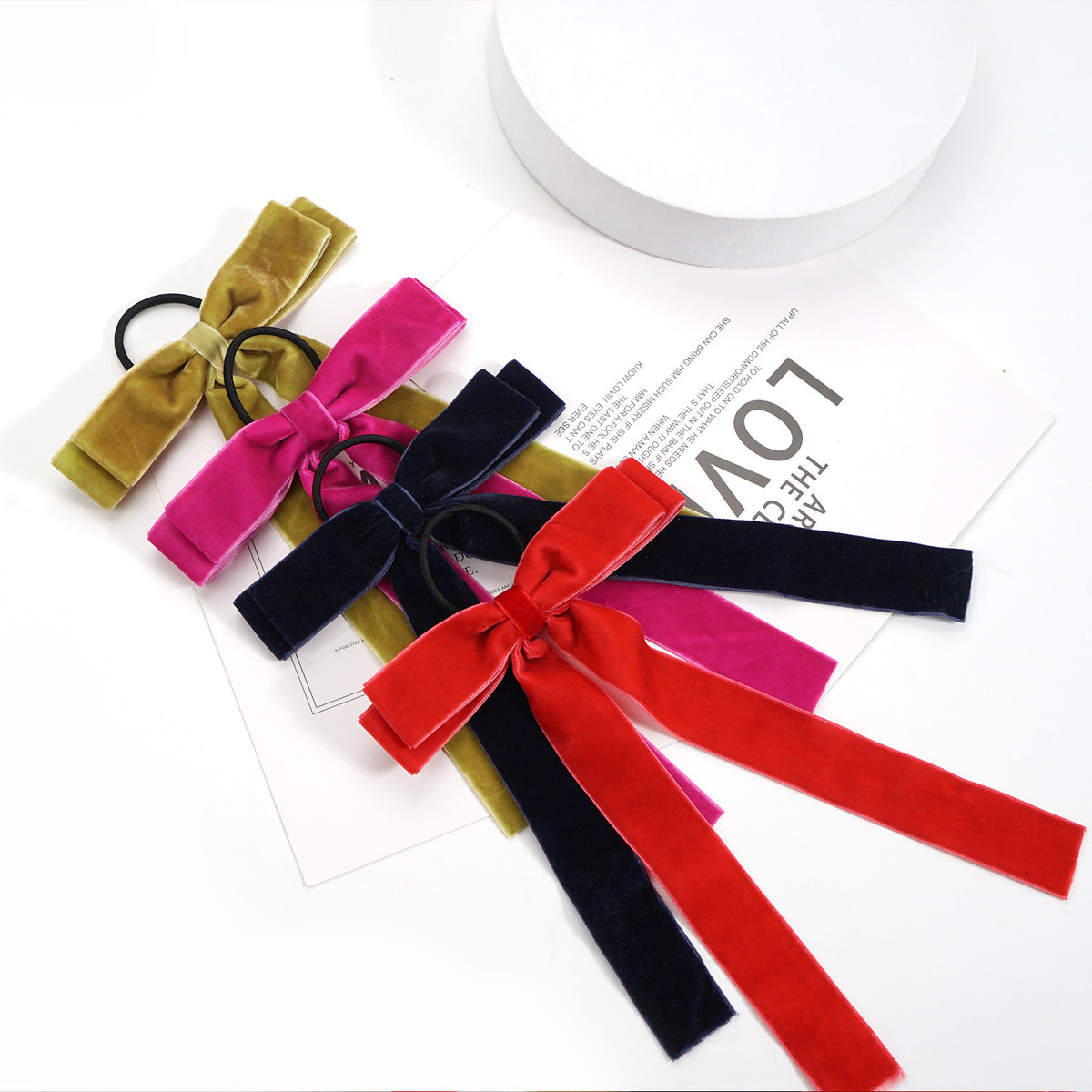 Velvet Bandeau Rubber Band Girl Bow Ribbon Cheval