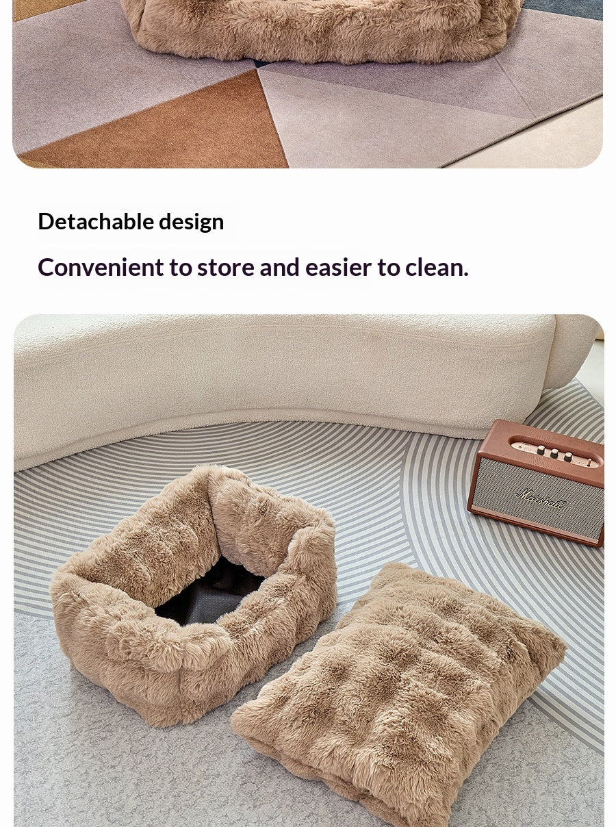 Lit carré en peluche