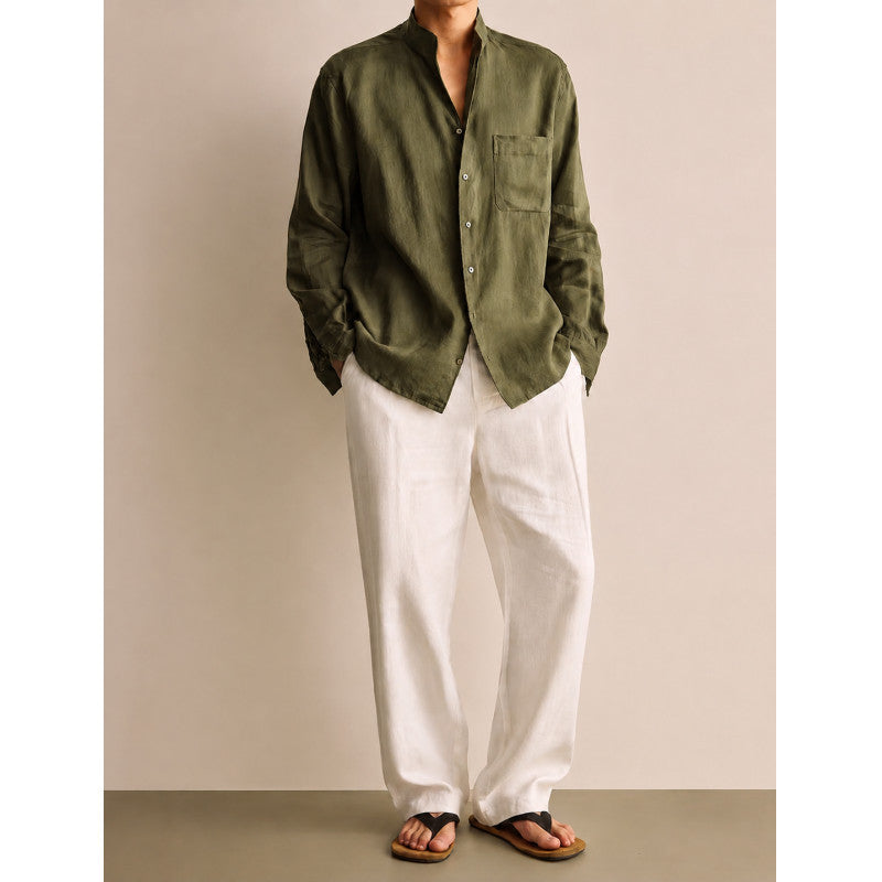 Chemise à manches longues de style rétro homme