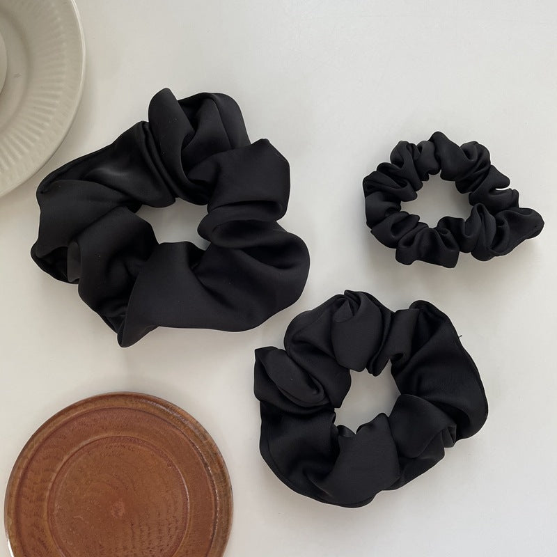 Crème Texture Silky Satin French Black Large Intestine Hair Ring