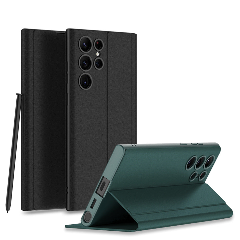 Boîtier de téléphone en cuir tout compris à aspiration magnétique à trous fins