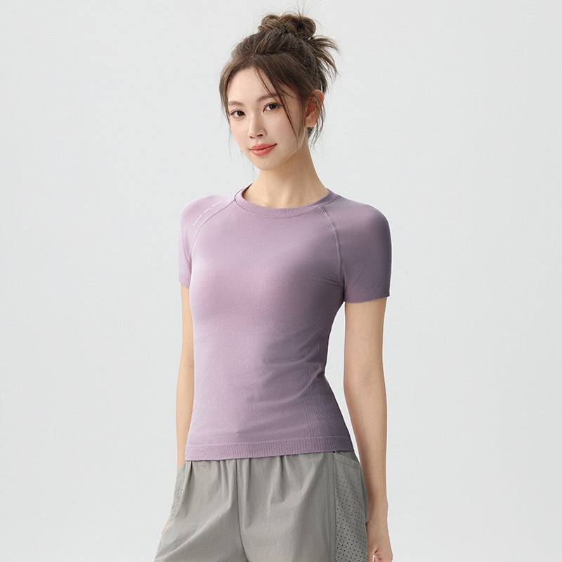 Courir rapidement à manches courtes pour femmes d'été mince entraînement de fitness Yoga Top Slim Fit