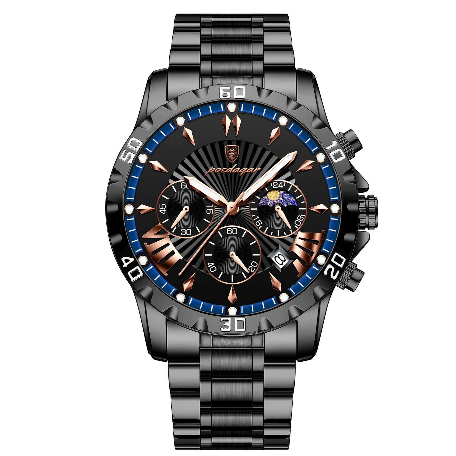 Montre homme multifonctionnelle Phase Lune