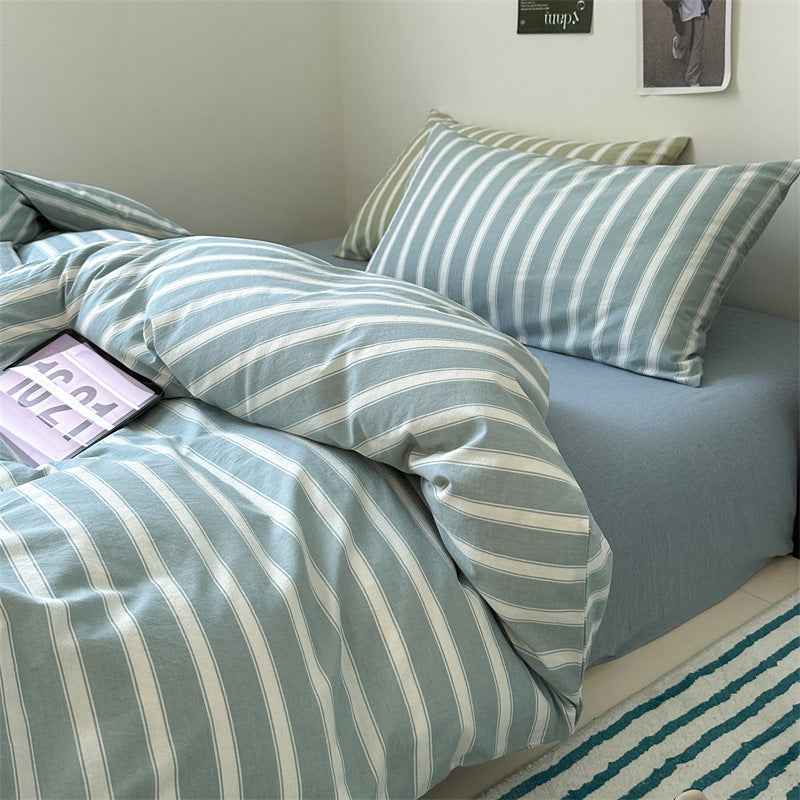 Cotton Classic Japonais Retro Pinstripe Bed Ensemble de quatre pièces