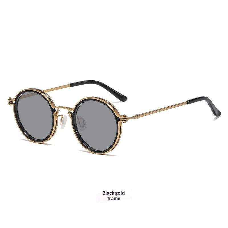 Lunettes de soleil rétro Lunettes de soleil en métal rond pour hommes
