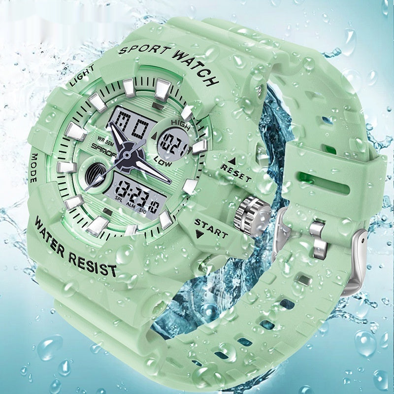 Trendy Sports Montre électronique Mode Double affichage Grand Cadran Lumineux Imperméable Unise