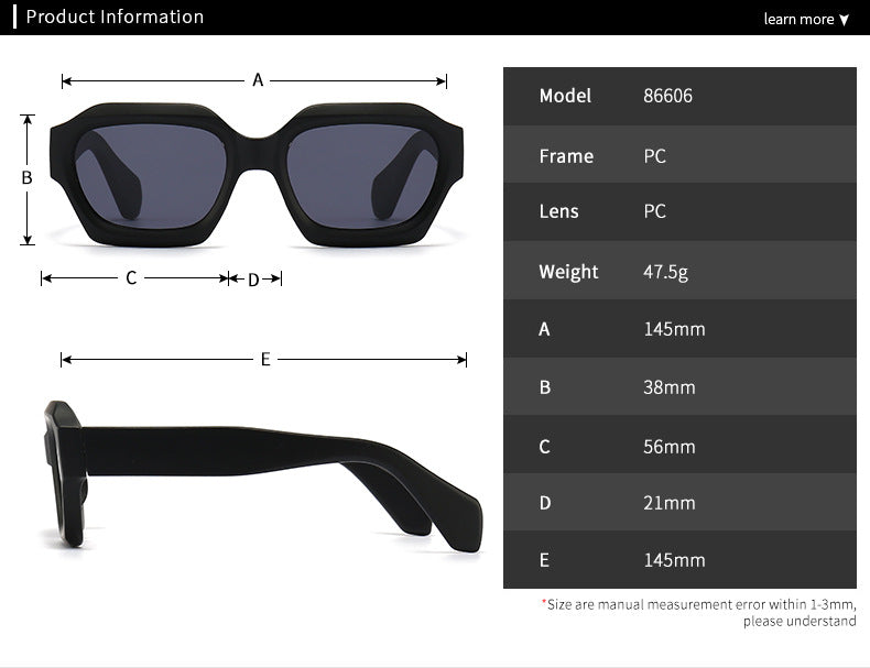 Lunettes de soleil européennes et américaines Irrégulier Polygon Trend Street Snap Modern Charm Retro Su