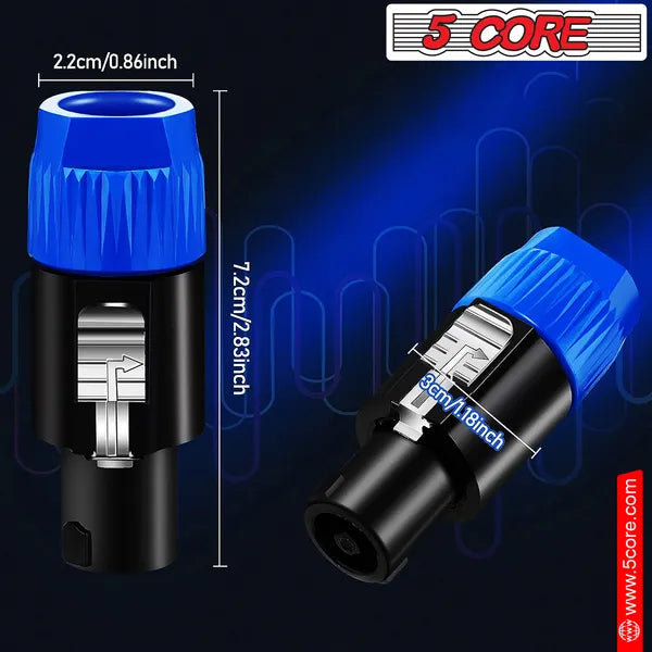 5 Core 4 Pole Speakon connecteur 6 pièces avec Twist Lock Audio Jack Male Plug ? Loud Speake