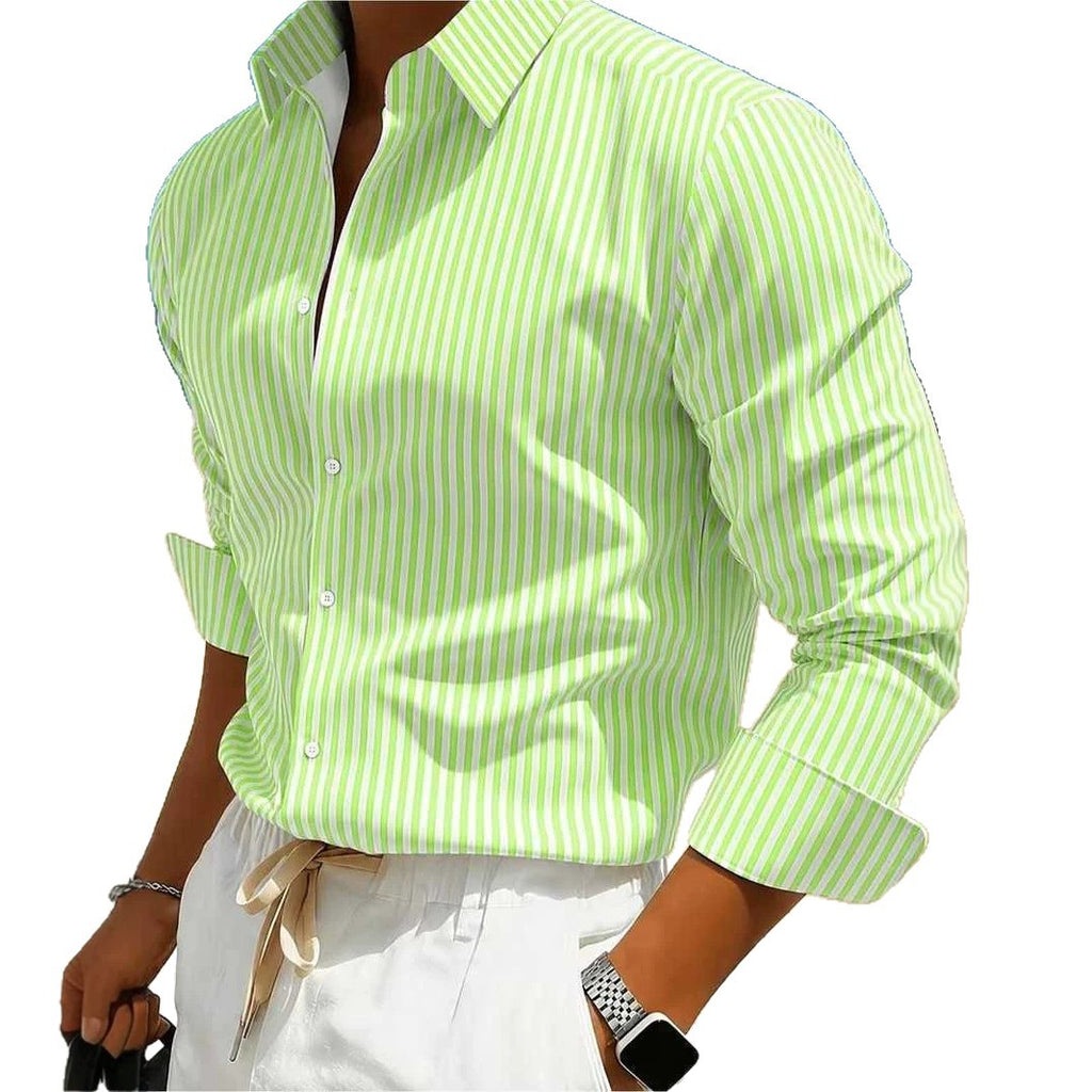 Chemise à manches longues rayées pour homme pour l'été