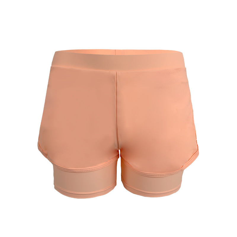 Trunks de natation sports féminins faux deux-pièces angle plat conservateur anti-courant lumière S
