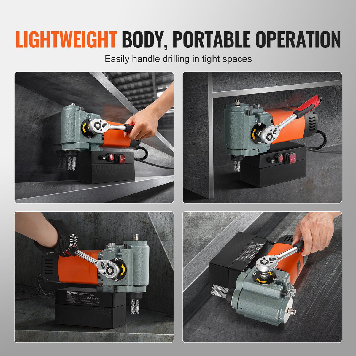 Perceuse magnétique 1300W à faible profil Mag Perceuse légère poids portable
