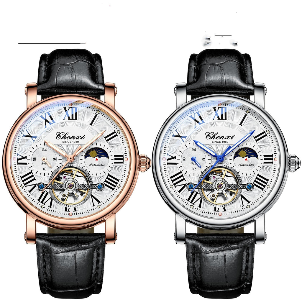 Montre mécanique haute de gamme pour hommes à volant à volant lumineux