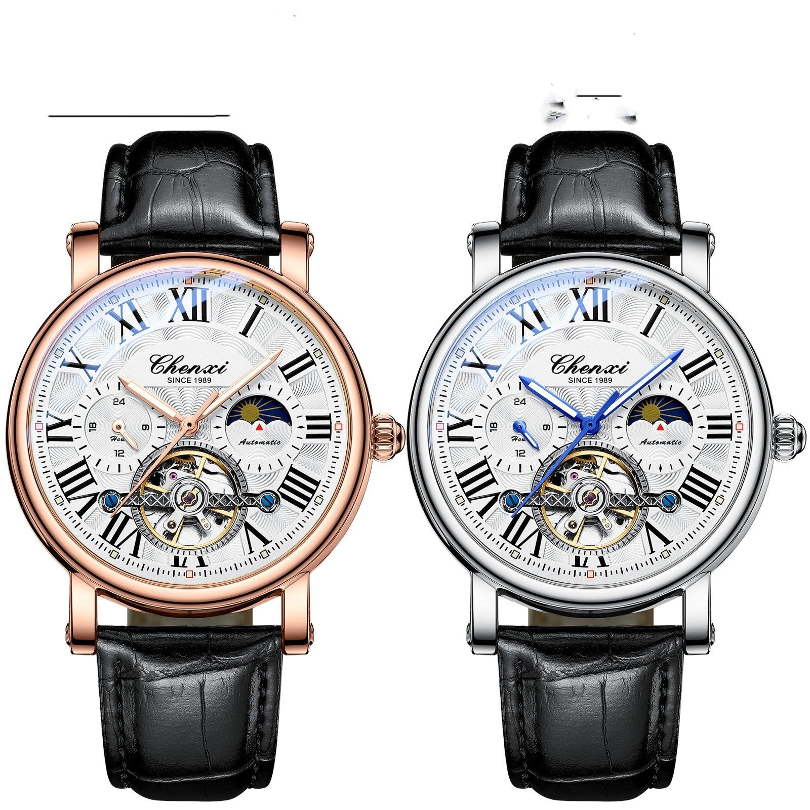Montre mécanique haute de gamme pour hommes à volant à volant lumineux