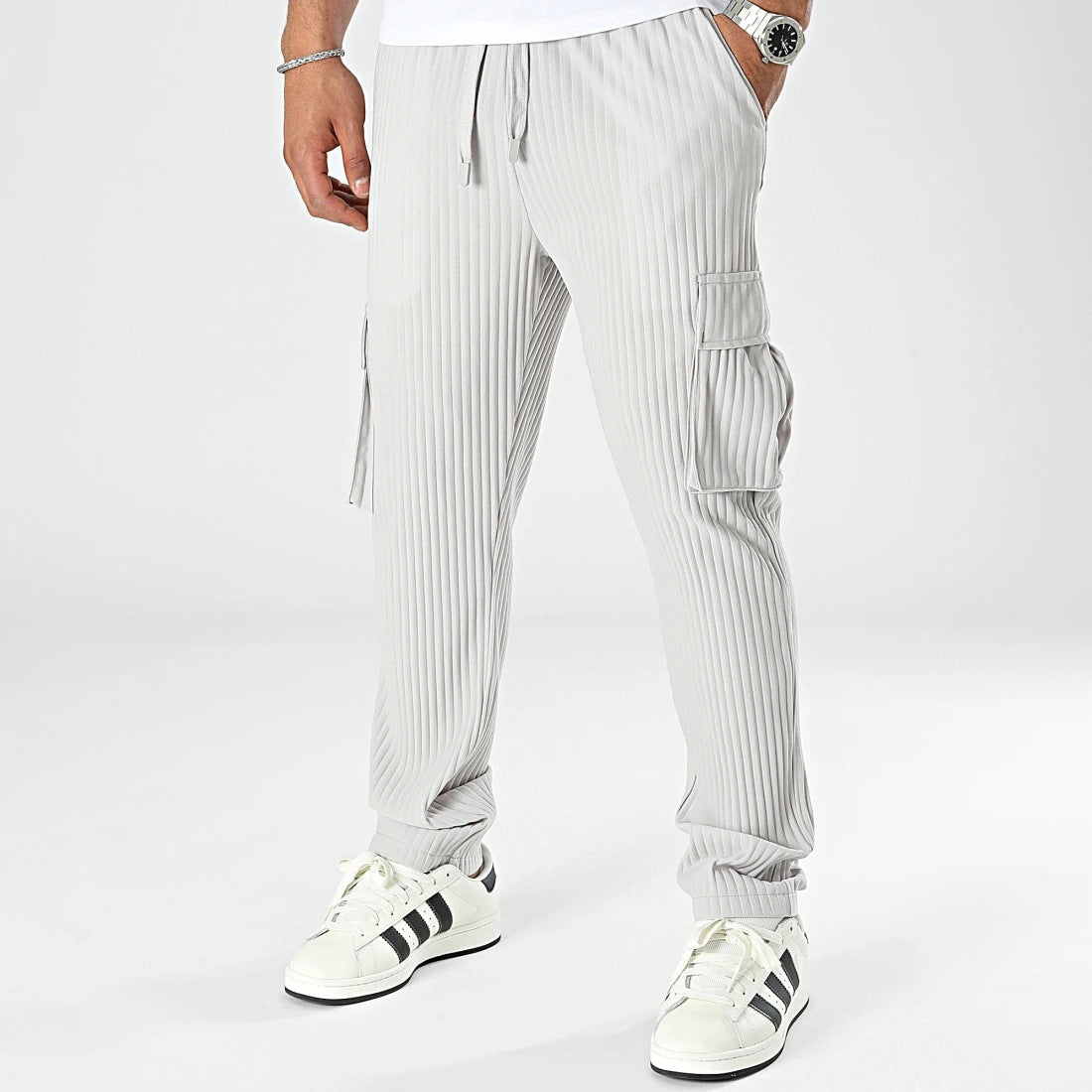 AutomneHiver Arrivée Plissé Fashionable String à couleurs solides Pantalon de travail occasionnel