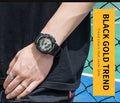 Classic Black Gold Sports Mode Double affichage Étudiant Montre électronique adolescents garçons A