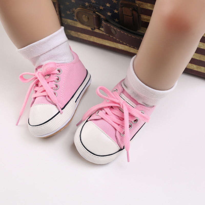 Semelle en caoutchouc antidérapante Homme et femme Bébé Lacing Casual Sports Chaussures pour tout-petit
