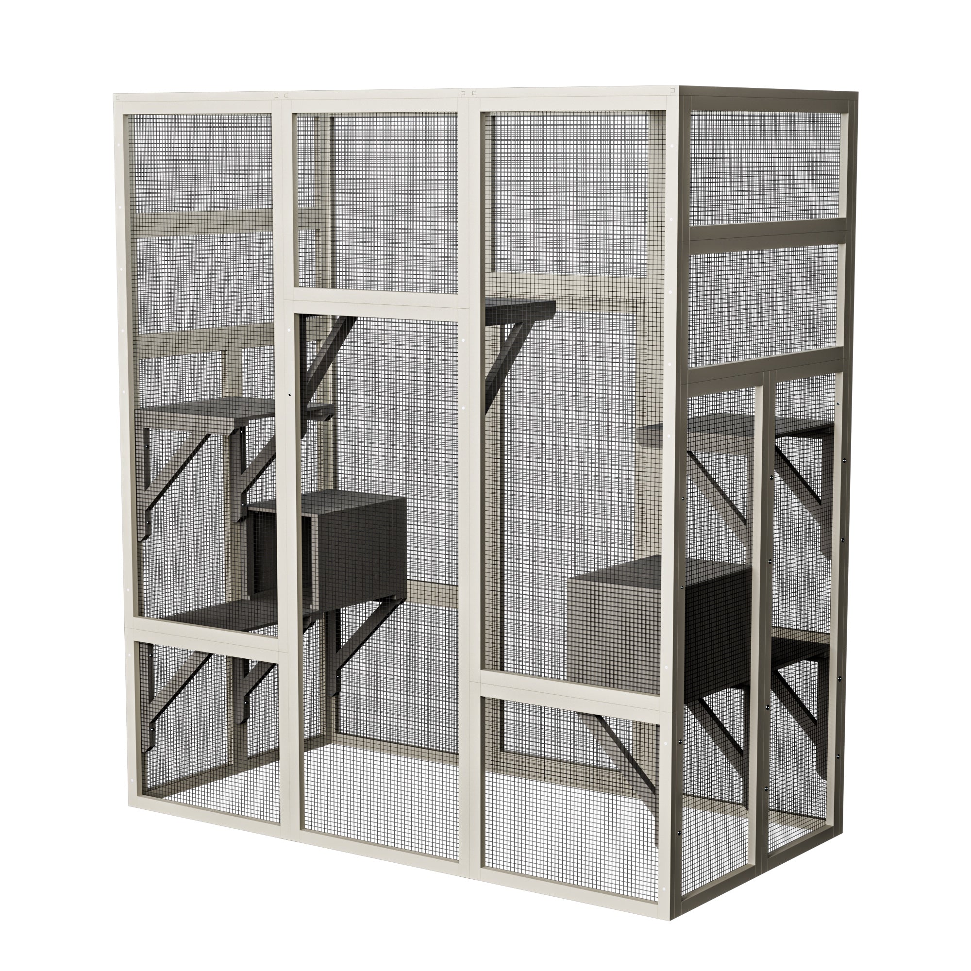 62,6" Maison de chat en bois d'extérieur gris Grand Catio