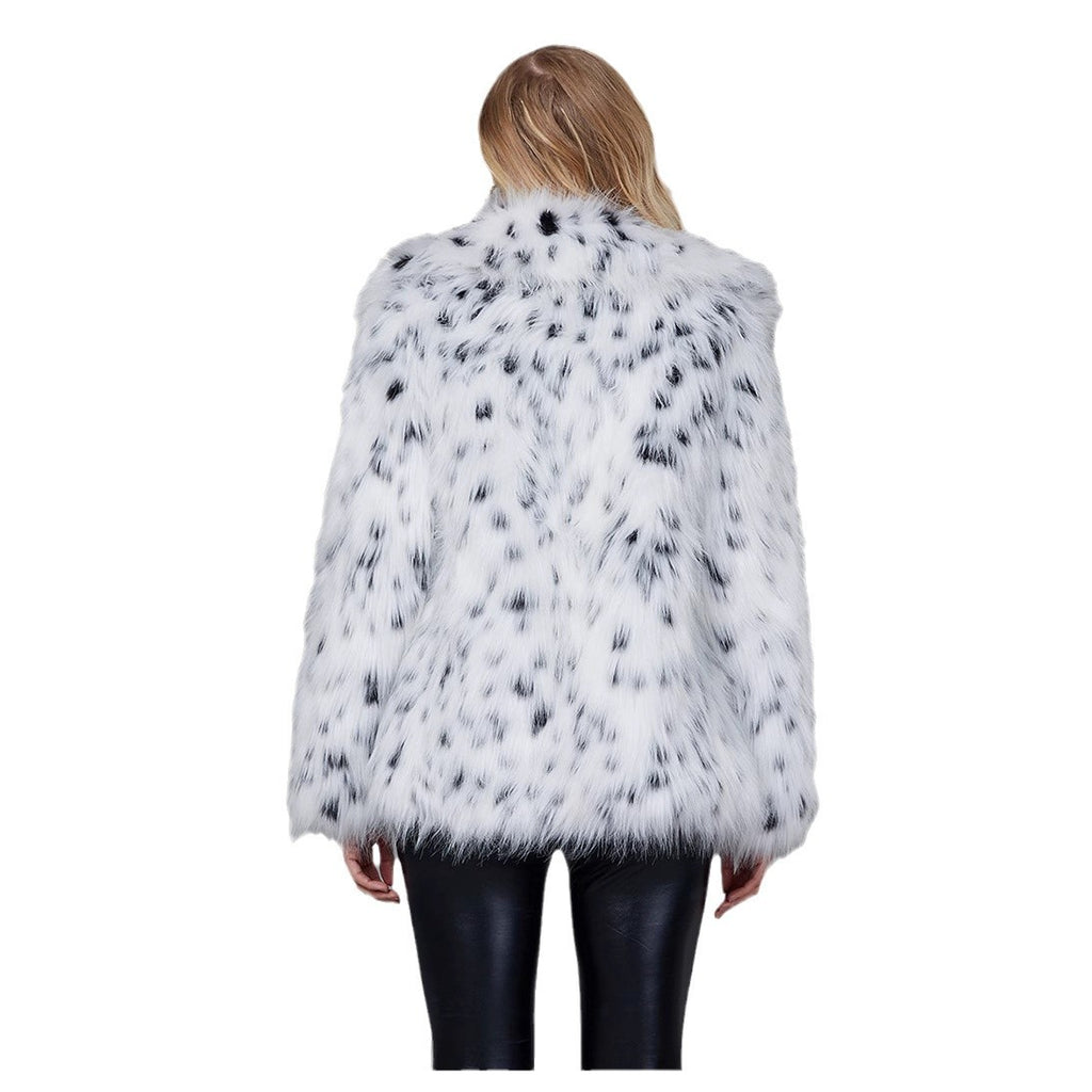 Notch-collar Ocelot Leopard-print Statement Fur Coat