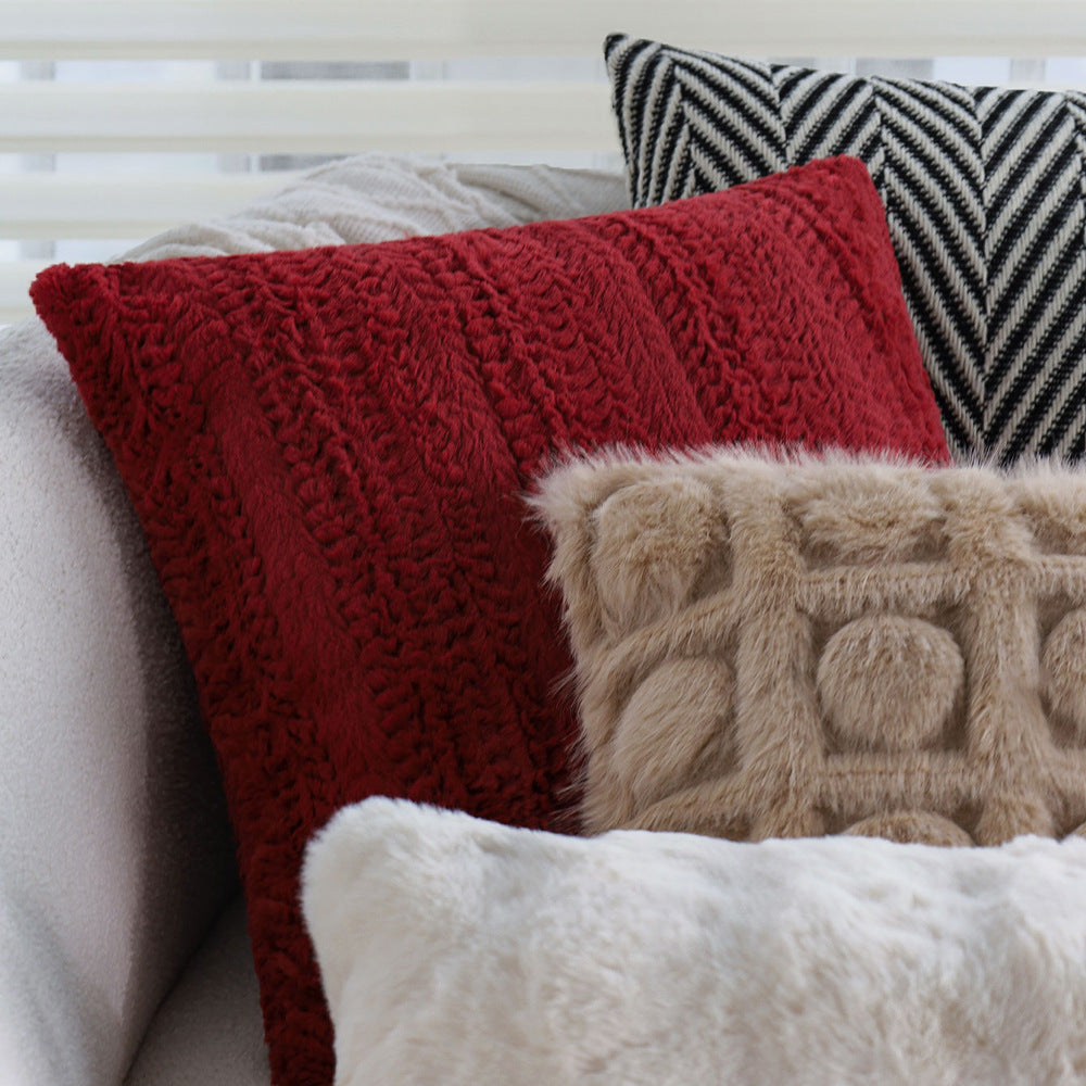 Moderne Minimalist mi-century rouge Coussin polaire en tricot Canapé Oreiller