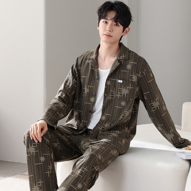 Ensemble de costumes à manches longues en coton pur minimaliste pour hommes