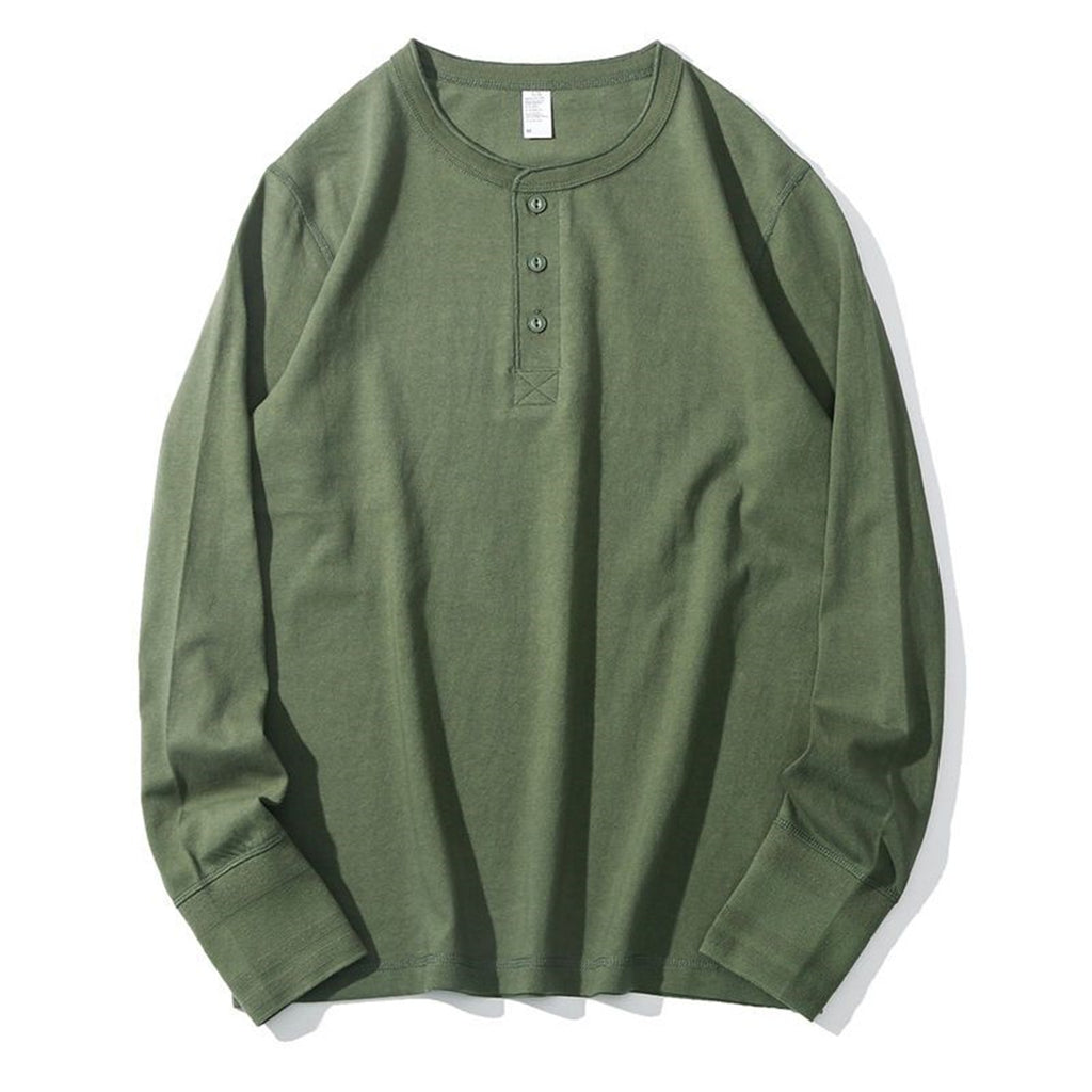 T-shirt American Henry Collar Long Sleeve Homme