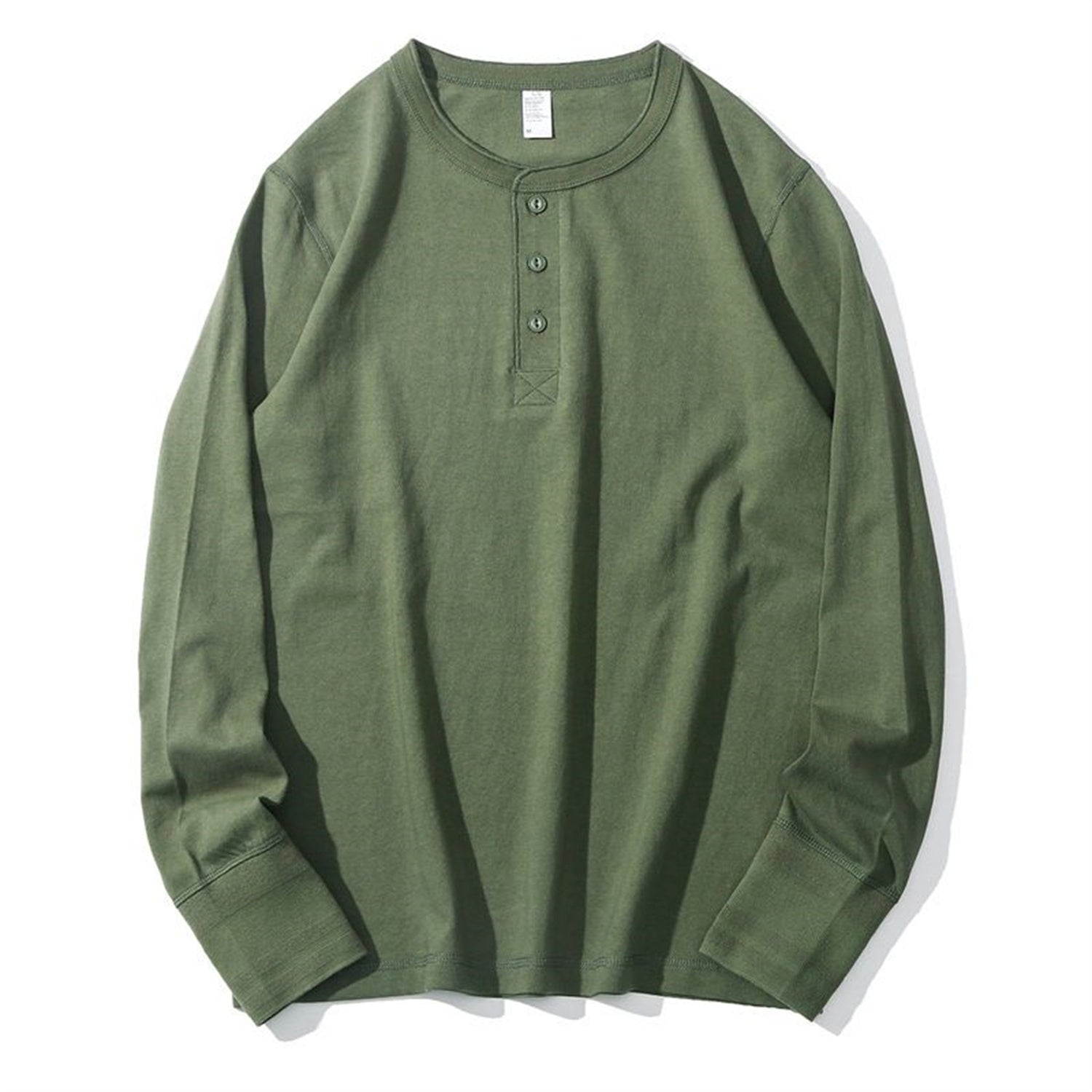 T-shirt American Henry Collar Long Sleeve Homme